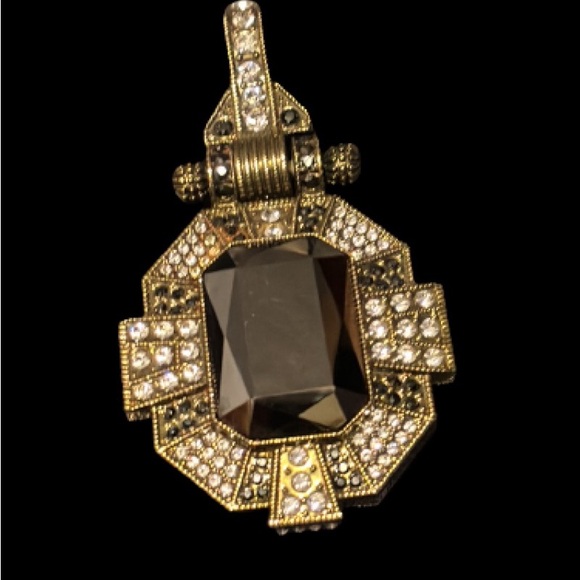 Heidi Daus Large Crystal Art Deco Style Pendant Necklace on Satin Cord - Picture 7 of 10